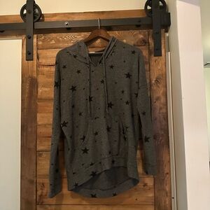 Gray Star Pattern Hoodie